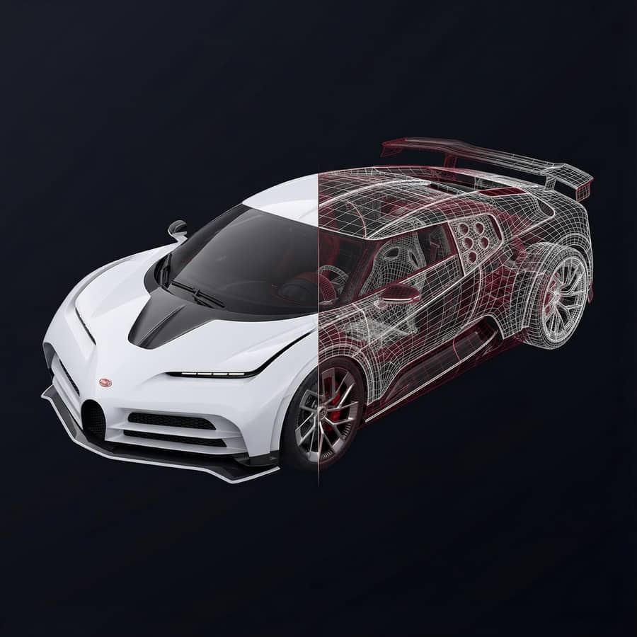 3D Wireframe Split Render